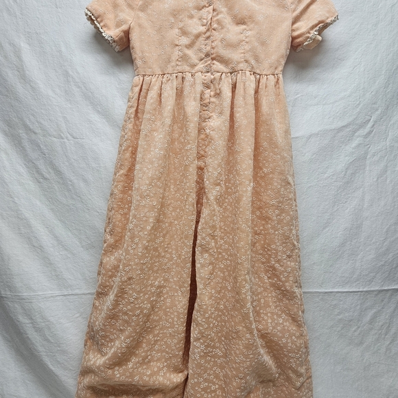 Vtg 1960s Handmade Dress Peach Eyelet Lace Lined Prarie Modern Heritage - Picture 2 of 4